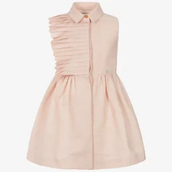 Girls Pink Cotton Shirt Dress