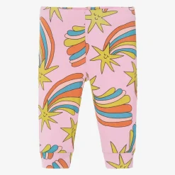 Girls Pink Cotton Shooting Star Leggings