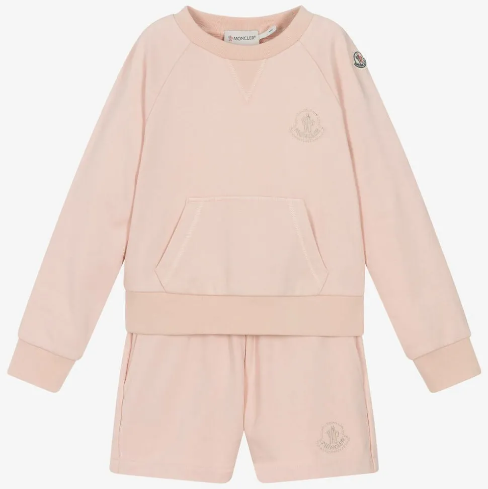 Girls Pink Cotton Short Tracksuit
