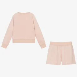Girls Pink Cotton Short Tracksuit