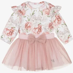 Girls Pink Cotton Skirt Set