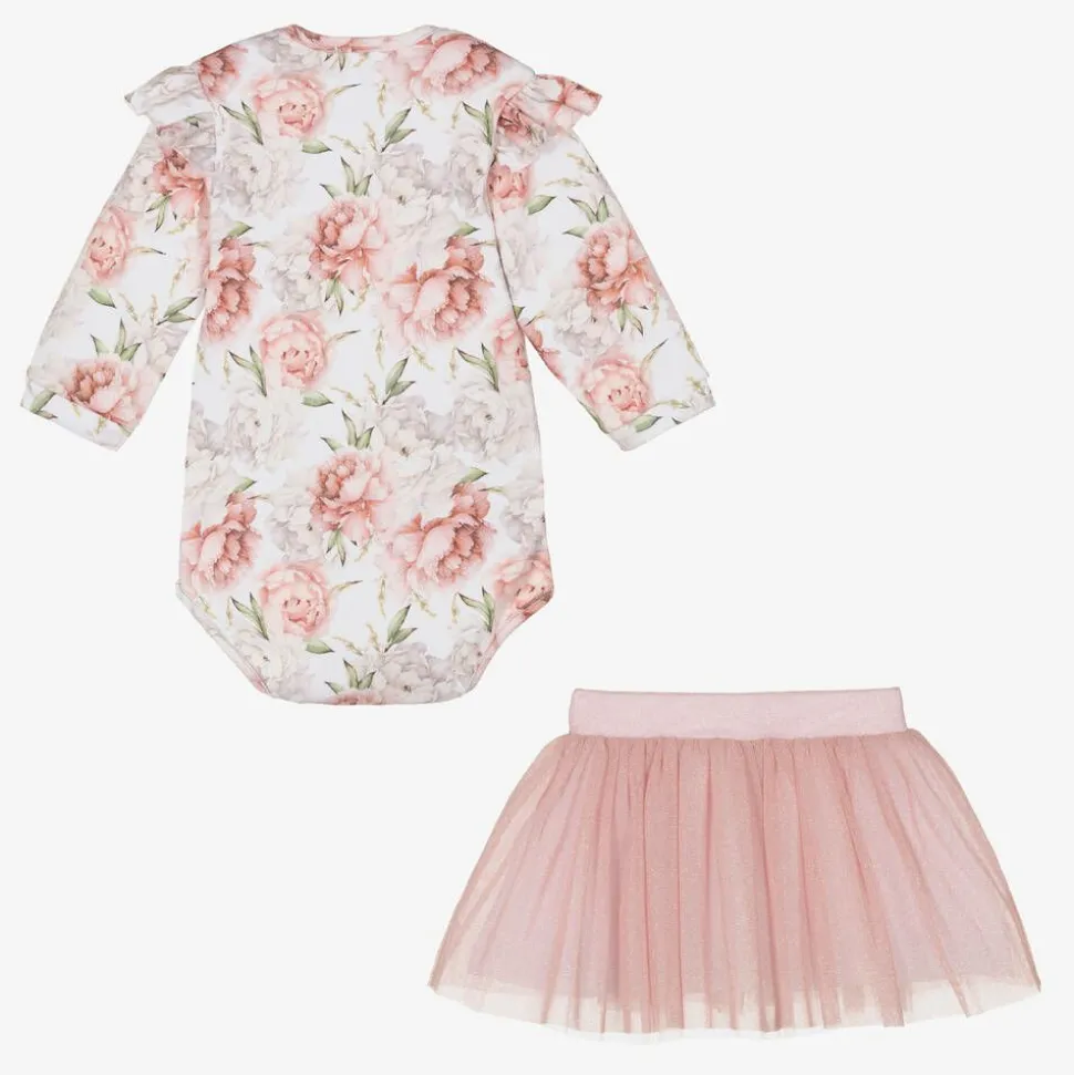 Girls Pink Cotton Skirt Set