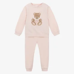 Girls Pink Cotton Teddy Bear Tracksuit