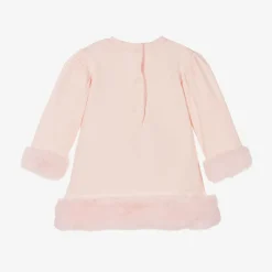 Girls Pink Cotton Teddy Bear Dress