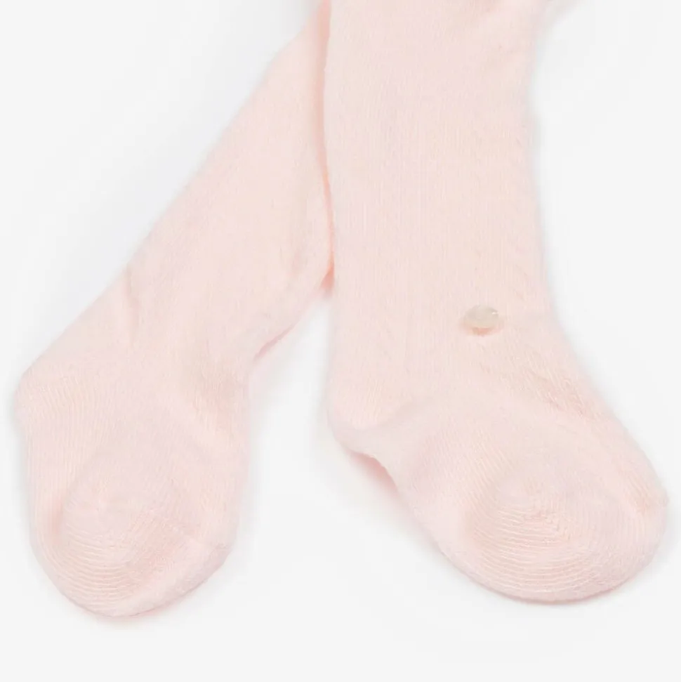 Girls Pink Cotton Tights