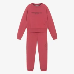 Girls Pink Cotton Tracksuit