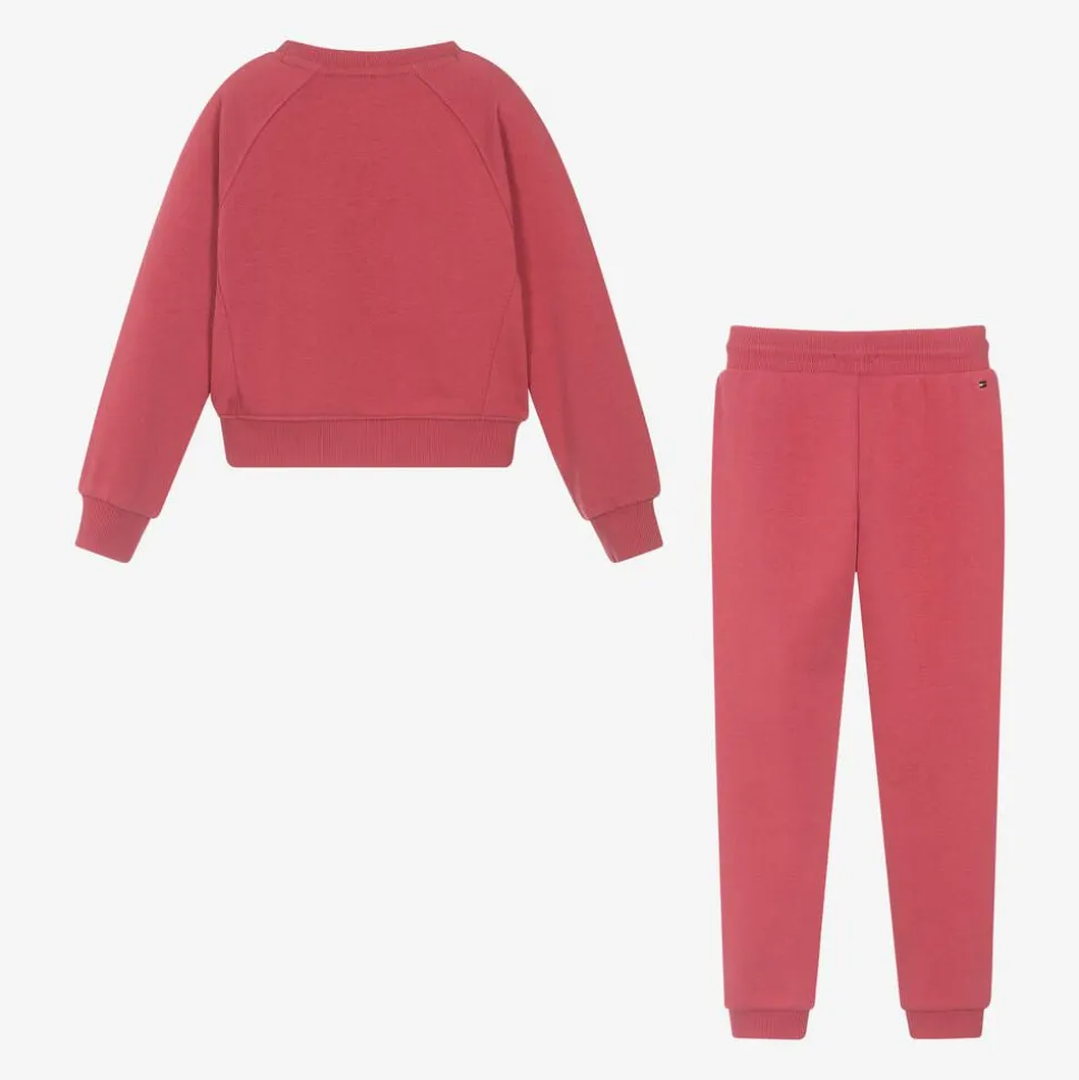 Girls Pink Cotton Tracksuit
