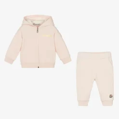 Girls Pink Cotton Tracksuit