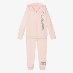 Girls Pink Cotton Tracksuit