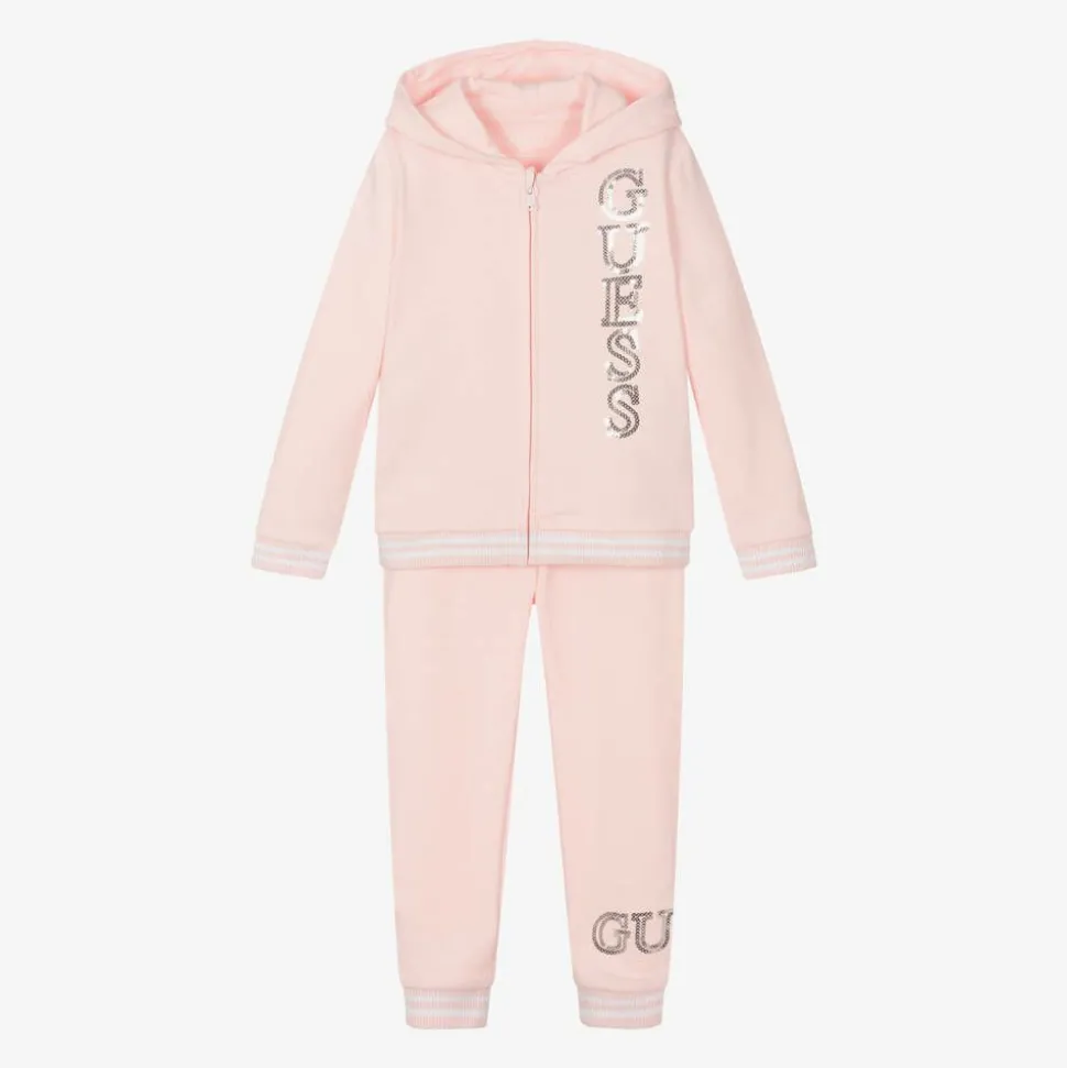 Girls Pink Cotton Tracksuit
