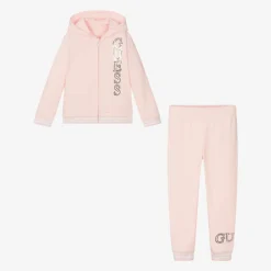 Girls Pink Cotton Tracksuit