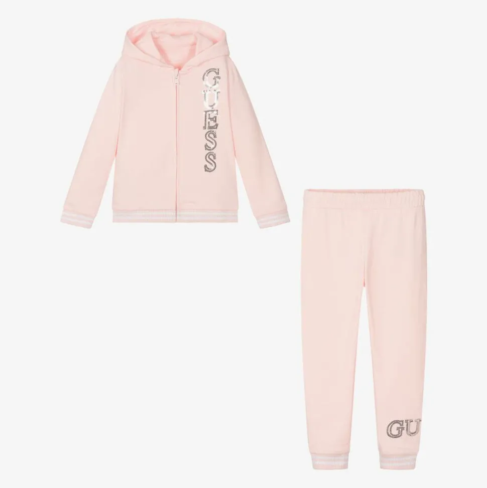Girls Pink Cotton Tracksuit