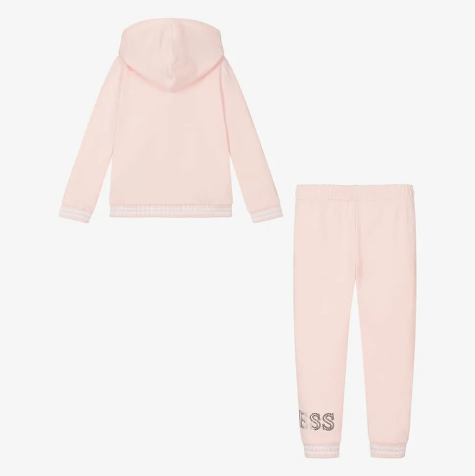 Girls Pink Cotton Tracksuit