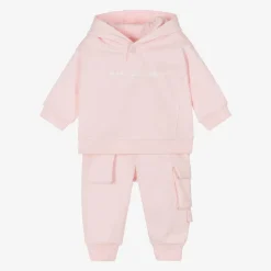 Girls Pink Cotton Tracksuit