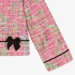 Girls Pink Cotton Tweed Jacket
