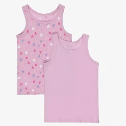Girls Pink Cotton Vests (2 Pack)