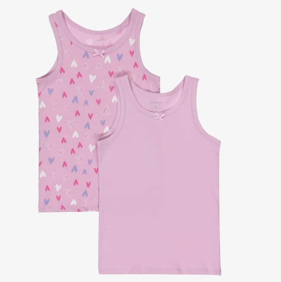 Girls Pink Cotton Vests (2 Pack)