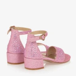 Girls Pink Diamanté Heeled Sandals