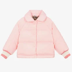 Girls Pink Down Padded Puffer Jacket