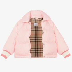 Girls Pink Down Padded Puffer Jacket