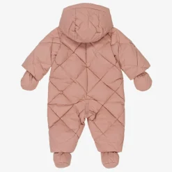 Girls Pink Down Padded Snowsuit