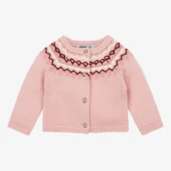 Girls Pink Fair Isle Cardigan