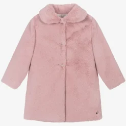Girls Pink Faux Fur Coat