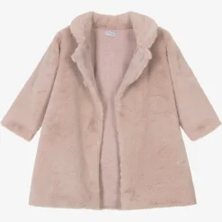 Girls Pink Faux Fur Coat