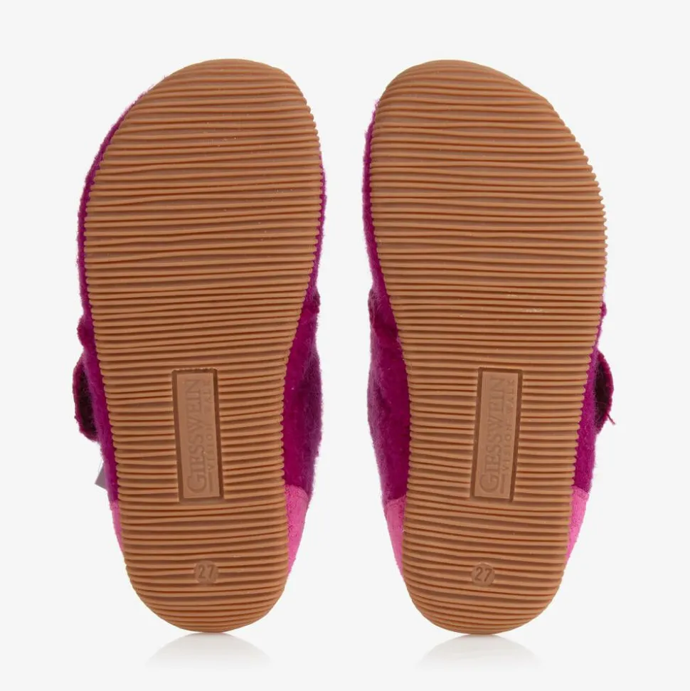 Girls Pink Felted Wool Slippers