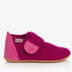 Girls Pink Felted Wool Slippers