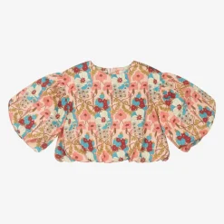 Girls Pink Floral Cotton Blouse