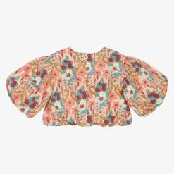 Girls Pink Floral Cotton Blouse