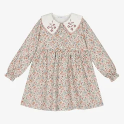 Girls Pink Floral Cotton Dress