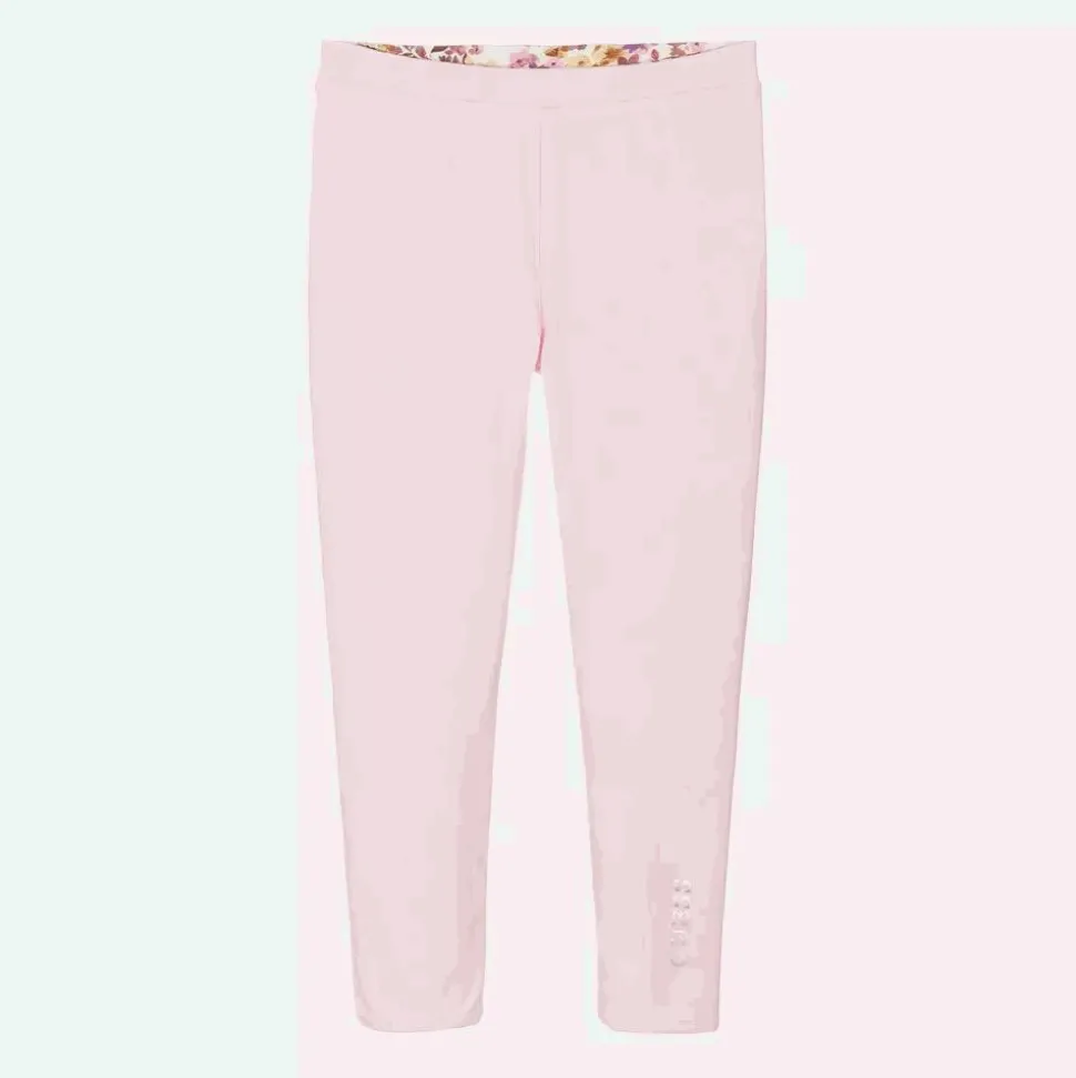 Girls Pink Floral Print Reversible Leggings