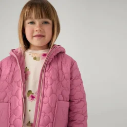 Girls Pink Floral Quilted Jacket