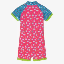 Girls Pink Floral Sun Suit (UPF50+)