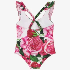 Girls Pink Floral Swimsuit