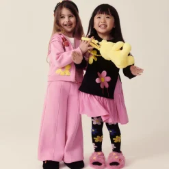 Girls Pink Flower Print Tracksuit