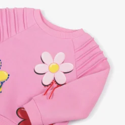 Girls Pink Flower Print Tracksuit
