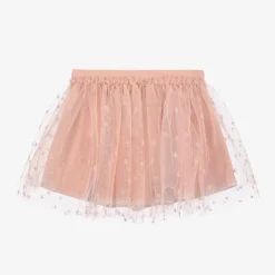Girls Pink Flower Tulle Skirt