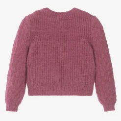 Girls Pink Fluffy Knit Sweater