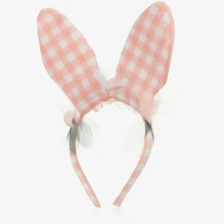 Girls Pink Gingham Bunny Ears