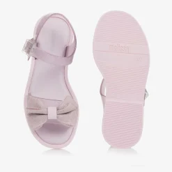 Girls Pink Glitter Bow Jelly Sandals