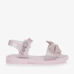 Girls Pink Glitter Bow Jelly Sandals