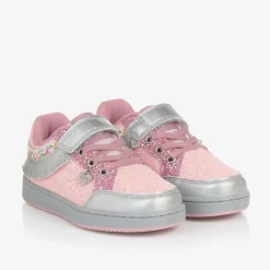 Girls Pink Glitter Fringed Trainers
