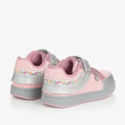 Girls Pink Glitter Fringed Trainers