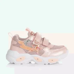 Girls Pink Glitter Light-Up Trainers