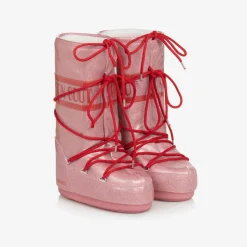 Girls Pink Glitter Snow Boots