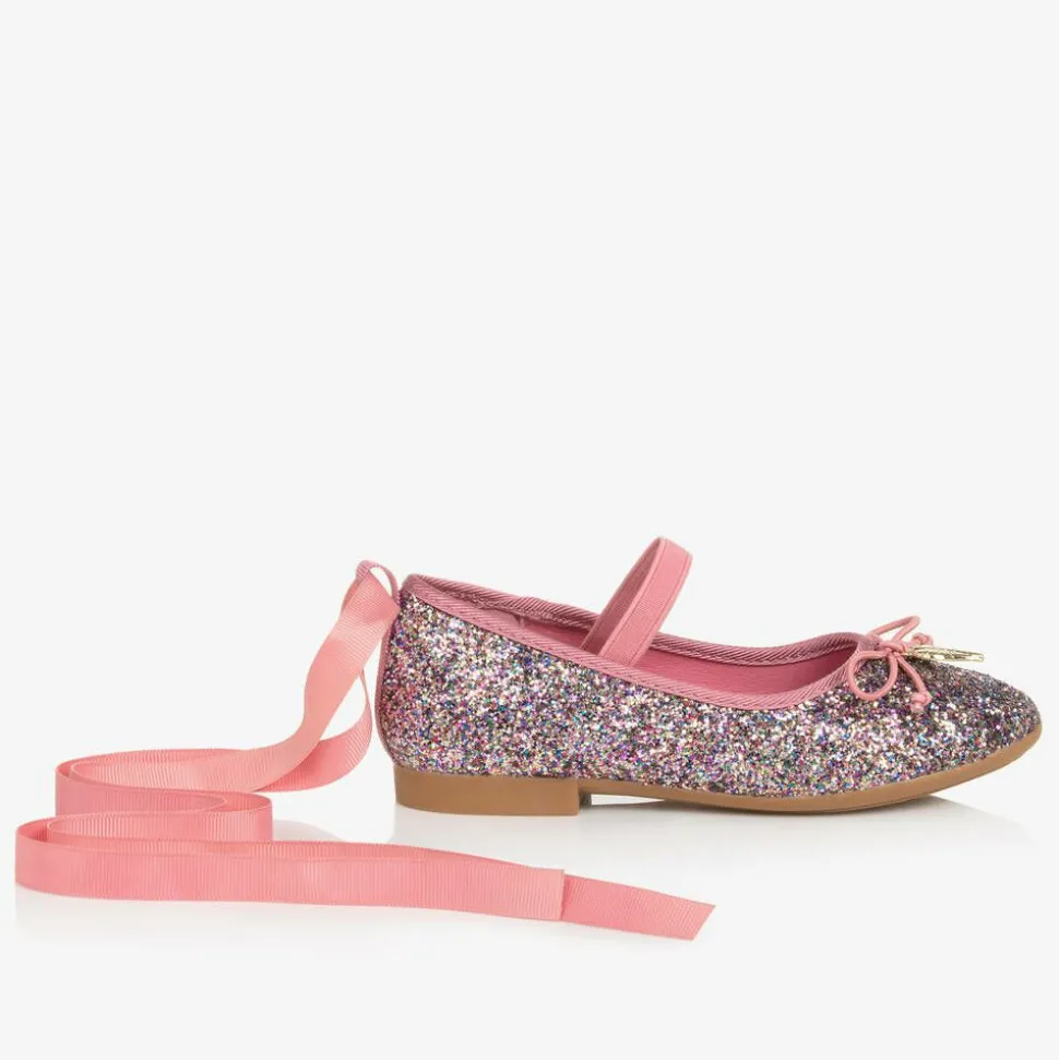 Girls Pink Glittery Ballerina Shoes