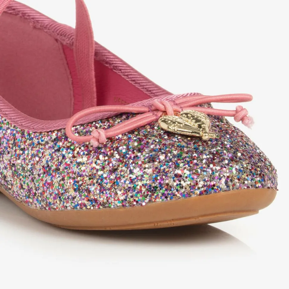 Girls Pink Glittery Ballerina Shoes
